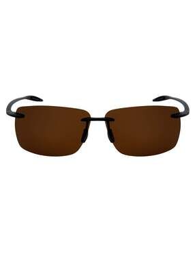 MAUI - Rimless TR90 Thin Sports Wrap Sunglasses Matte Black Brown Polarized